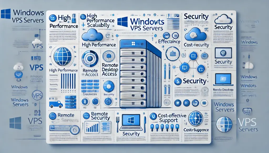 Infografía de las características generales de los Servidores VPS Windows