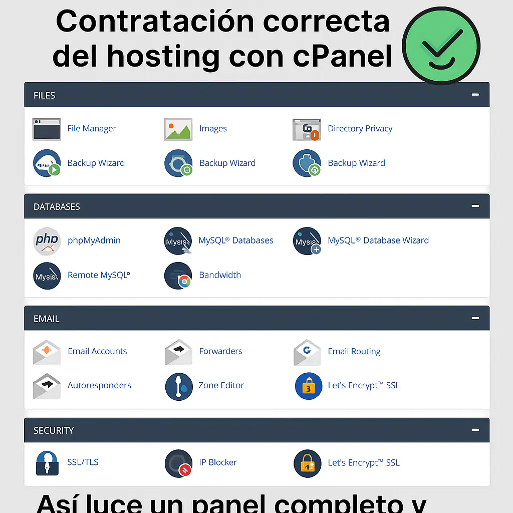 Contratar correctamente un hosting con cPanel (sinónimo usado)