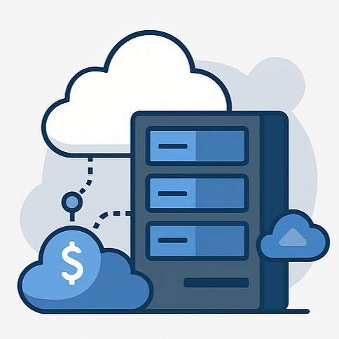 Servidor conectado a nubes y enlaces digitales que representan la integración híbrida del cPanel con correos corporativos.
