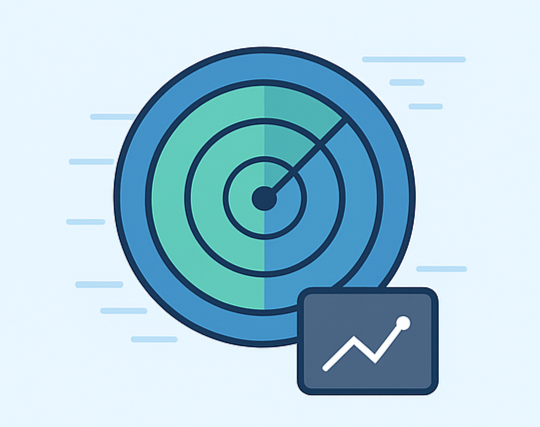 Radar con gráfico de actividad que simboliza la supervisión constante del servidor en un cPanel seguro contra hackeos.