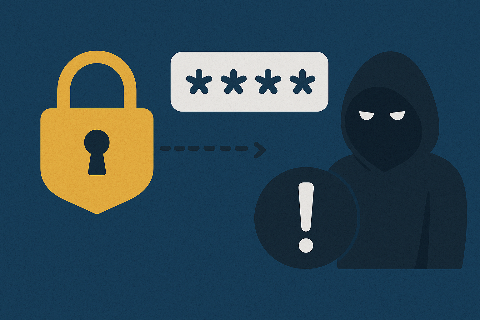 ilustración de candado, contraseña y hacker que representa un cPanel seguro contra hackeos gracias a contraseñas segura