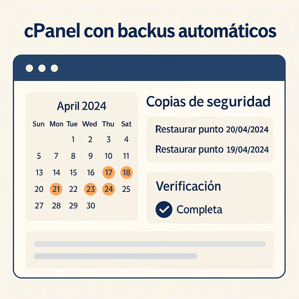 cPanel con backups automáticos