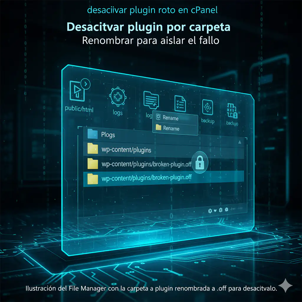 desactivar plugin roto en cPanel