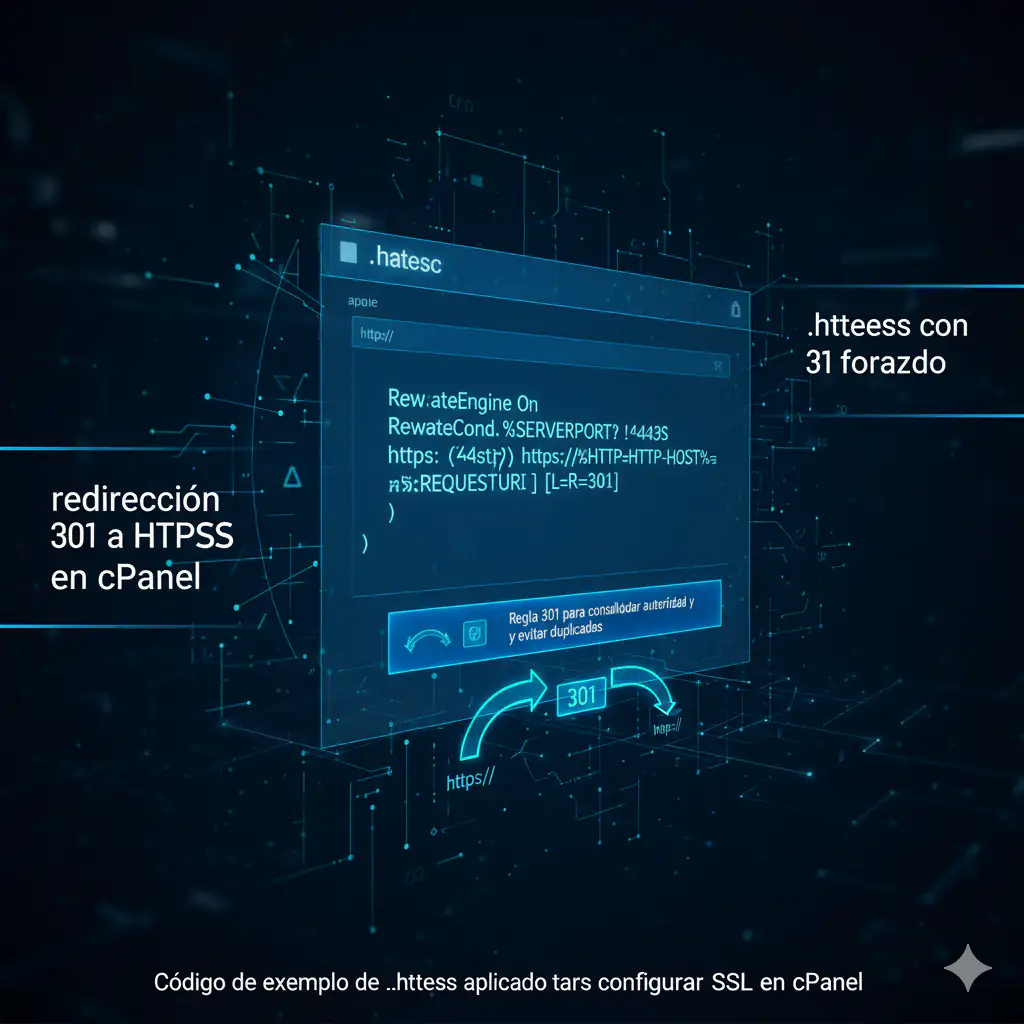 redirección 301 a HTTPS en cPanel
