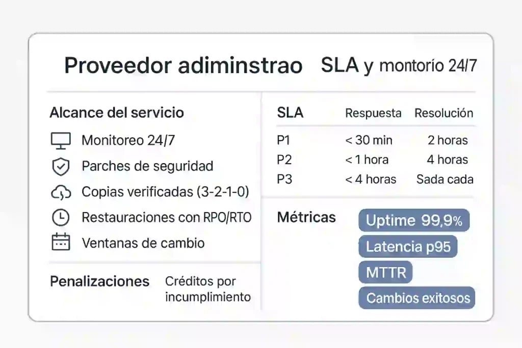 proveedor administrado con SLA y monitoreo 24/7