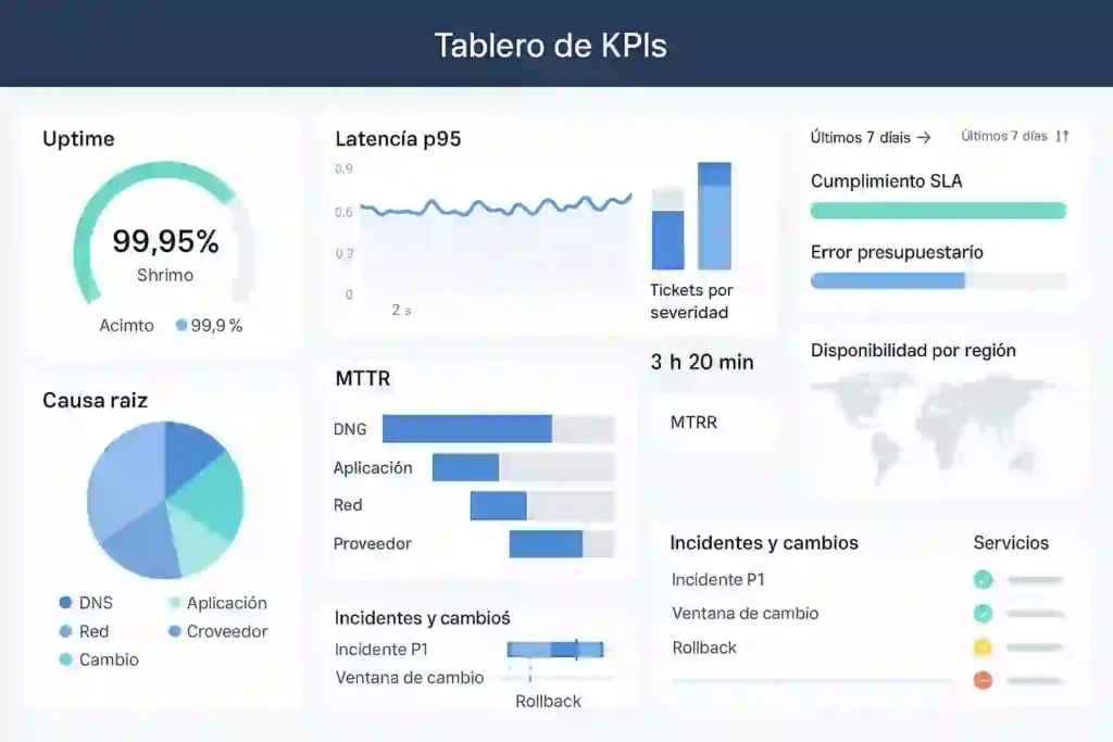 tablero de disponibilidad y métricas