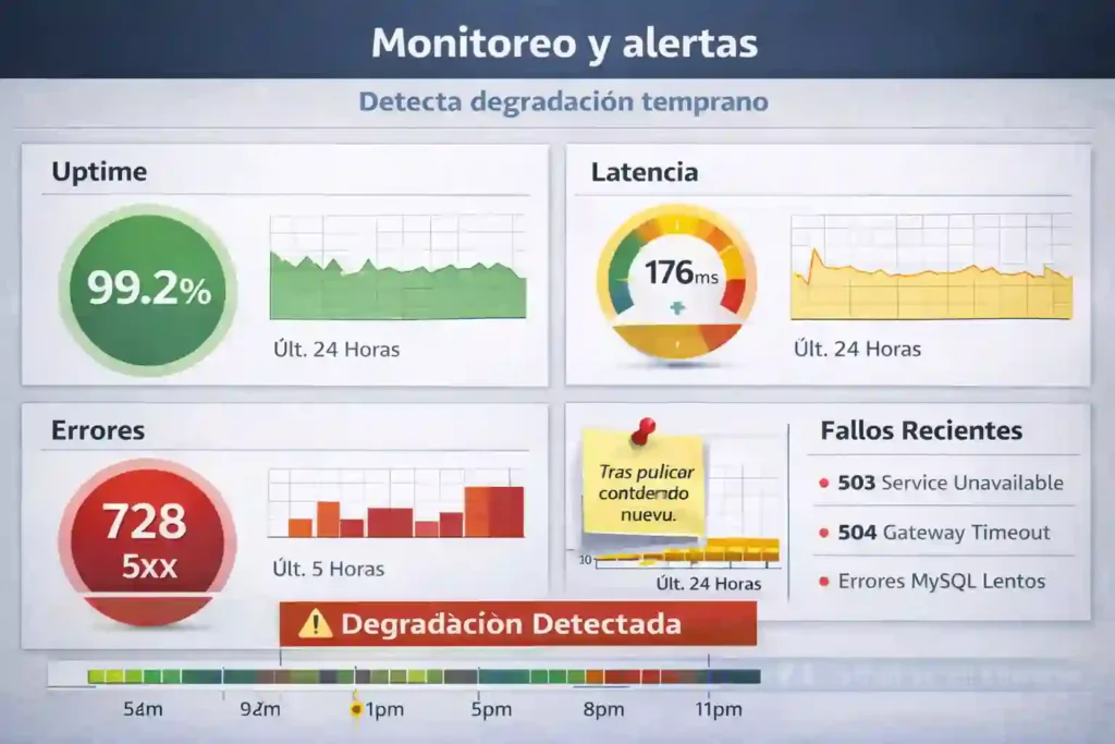 monitoreo de uptime, latencia y errores 5xx