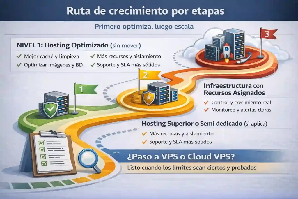 plan de escalamiento en hosting cPanel por etapas