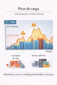 soluciones cuando un hosting cPanel falla en horas pico por saturación