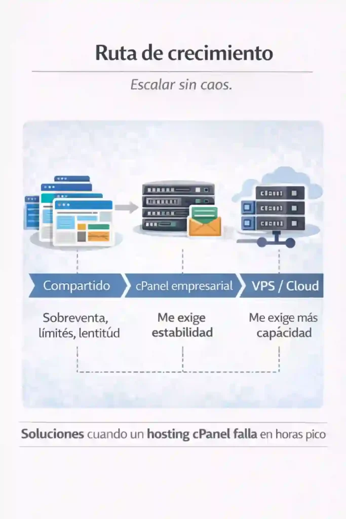 ruta de escalamiento cuando hosting cPanel falla