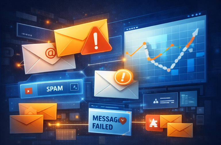 Problemas en Correo Empresarial en cPanel para Negocios con ERP como correos en spam, mensajes fallidos y retrasos en notificaciones.