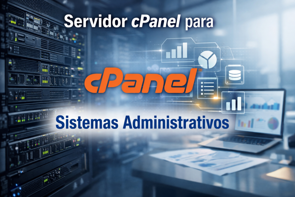 Servidor cPanel para Sistemas Administrativos en entorno empresarial con infraestructura digital y panel de gestión