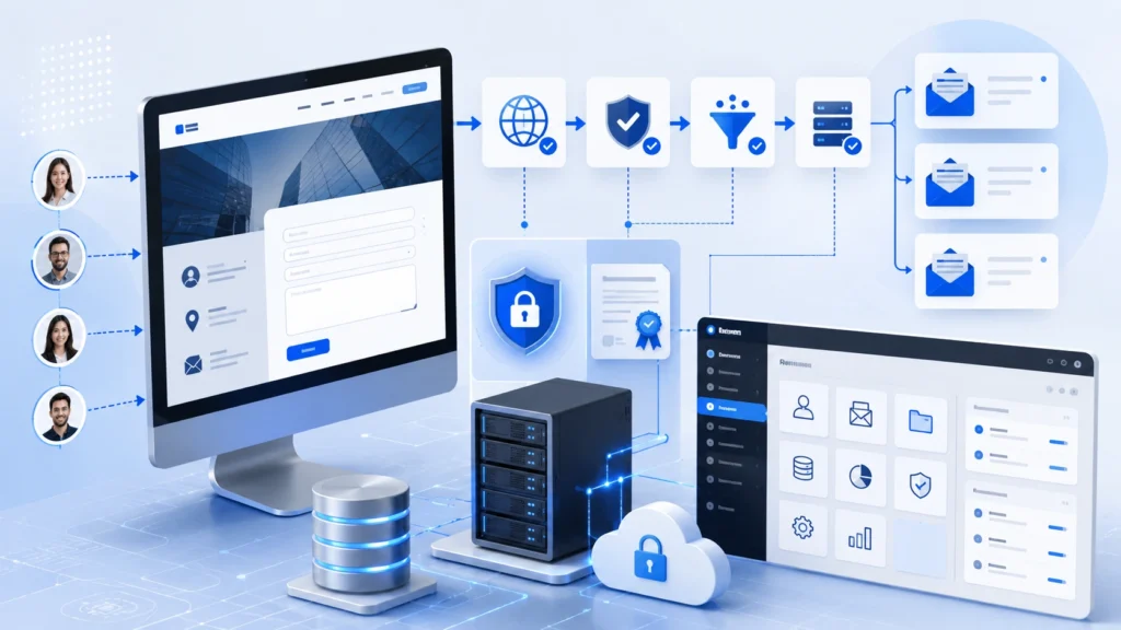 hosting cPanel con correo corporativo, formularios web y protección de datos empresariales