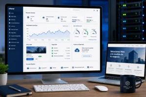 hosting cPanel para sitio web desarrollado por Cobalt Blue Web con panel de administración y métricas de rendimiento